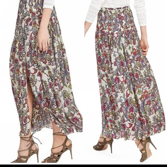 Banana Republic Paisley Floral Pleated Maxi Boho Skirt - Picture 4 of 13